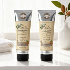 A LA MAISON lotion texture on hand demonstrating smooth application and hydration
