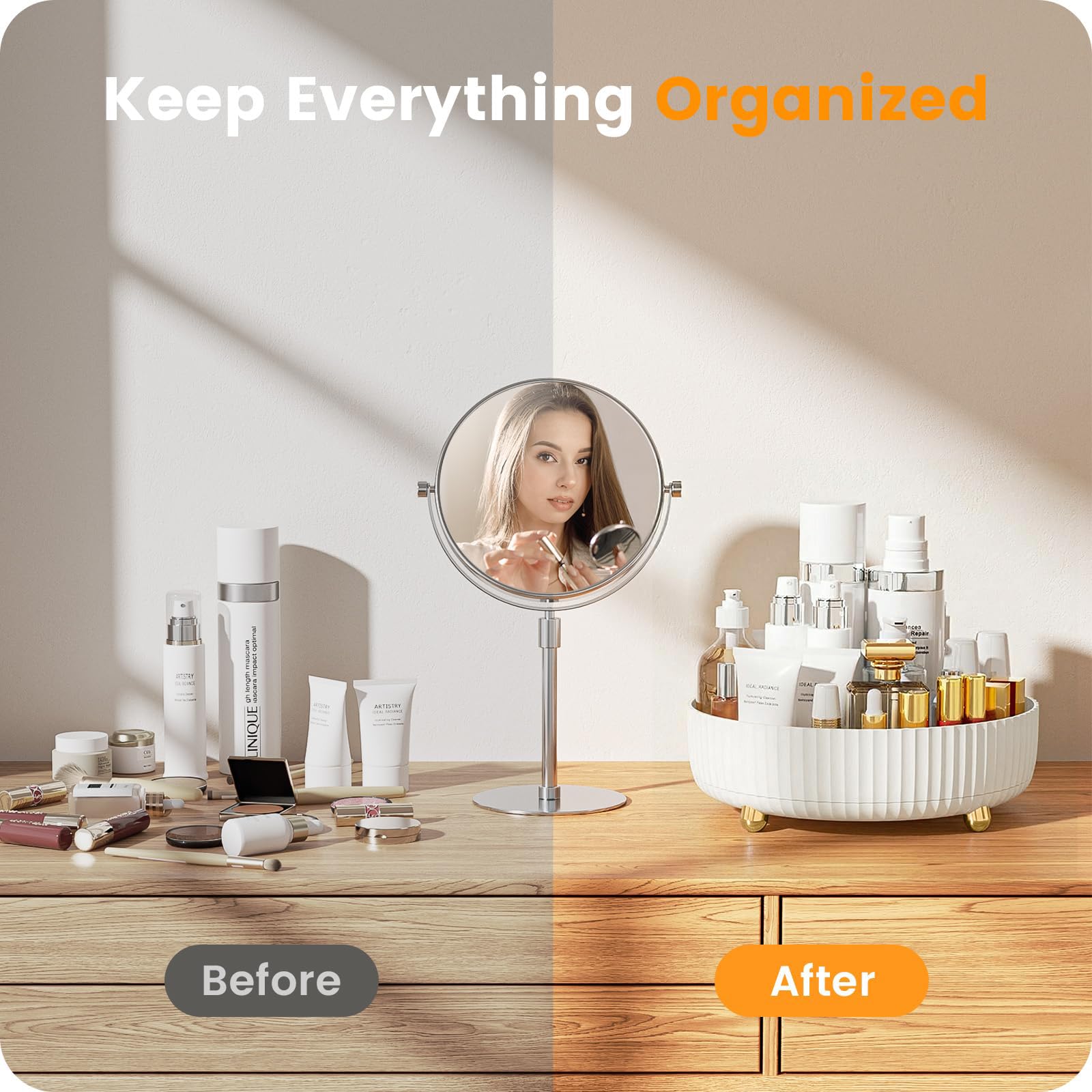 A-LuGei on bathroom counter with skincare for clutter-free routines