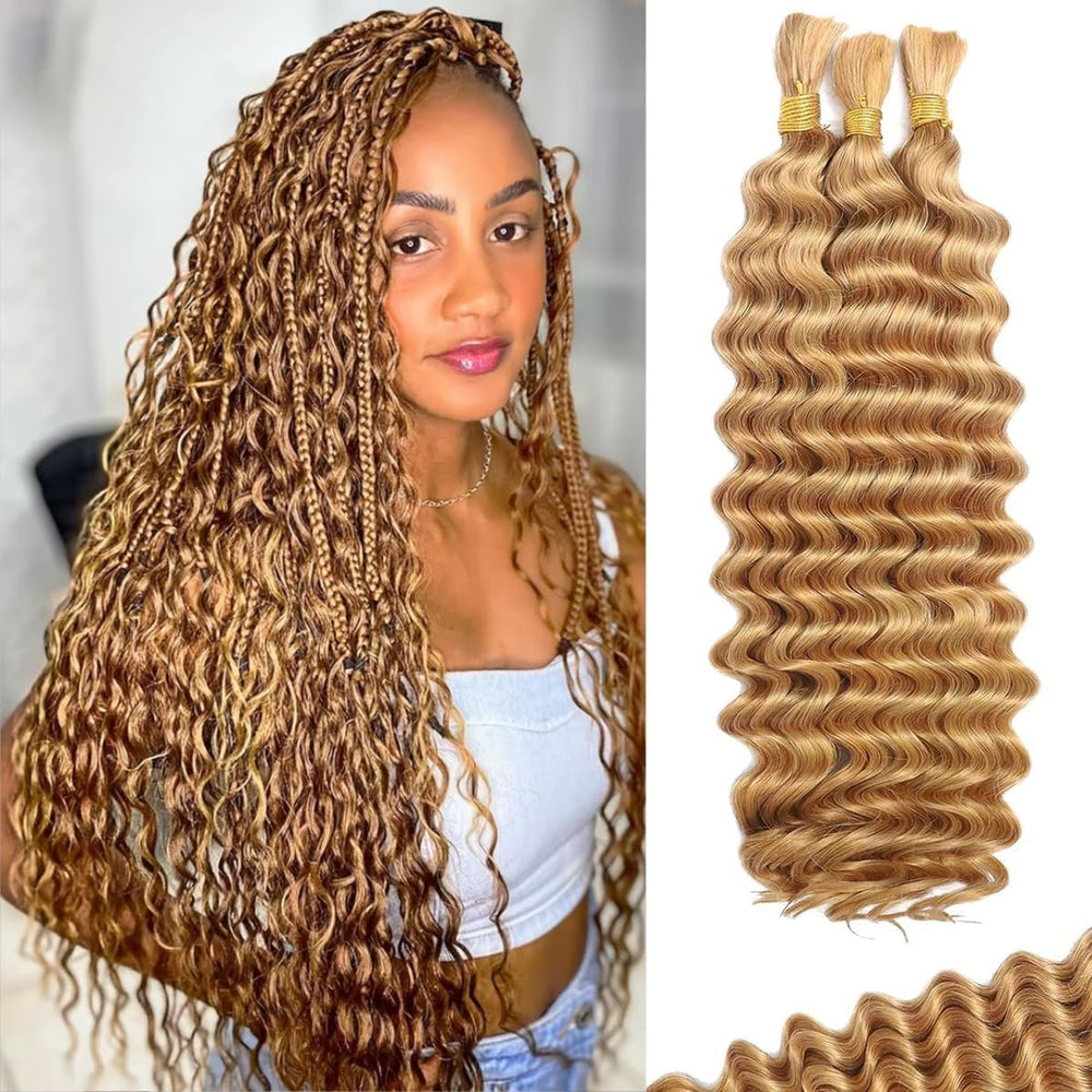 Aailvmey front packaging of 27 blonde boho braiding hair showing natural color and bundles