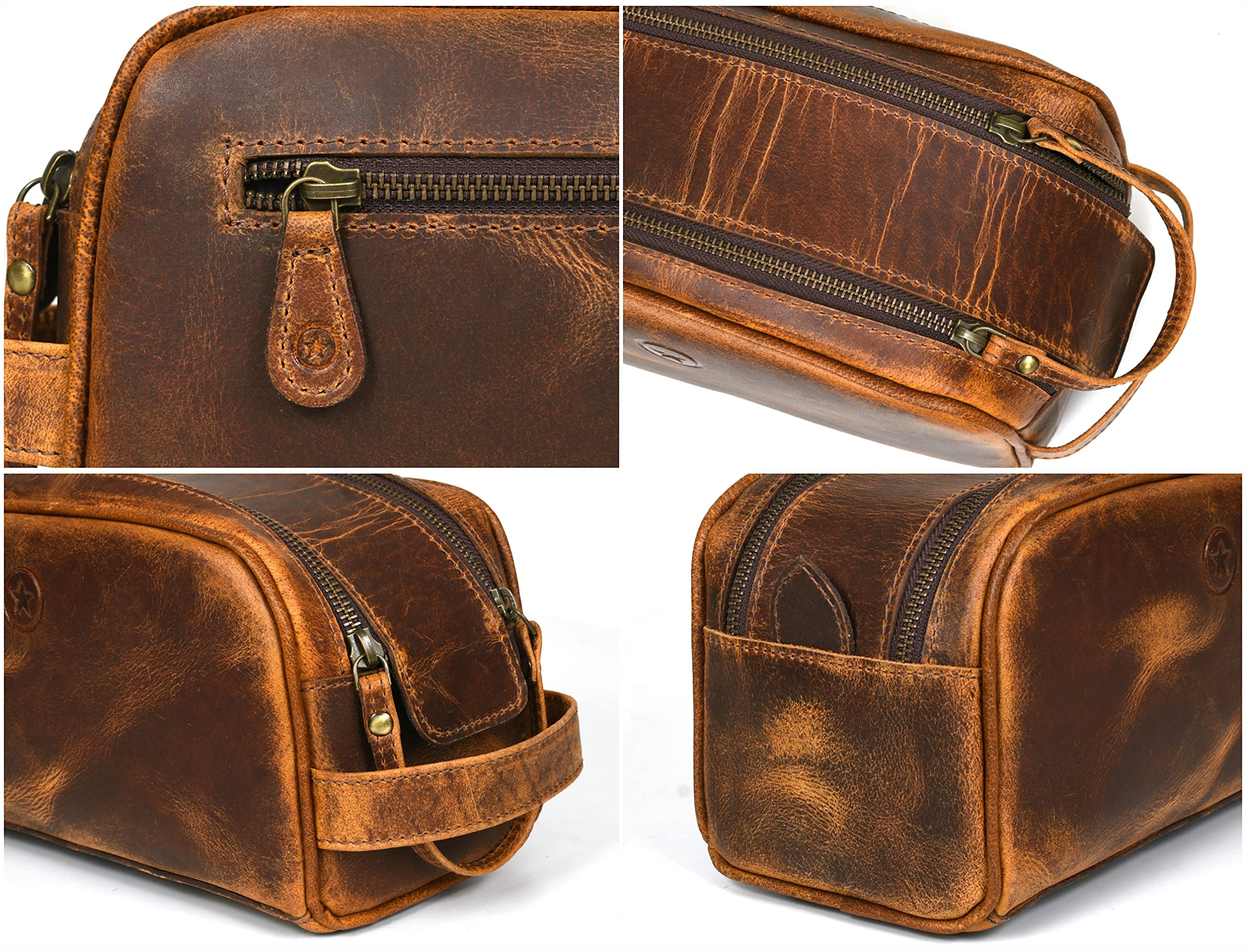 Aaron Leather Goods leather grain close-up highlighting premium buffalo leather and lasting patina