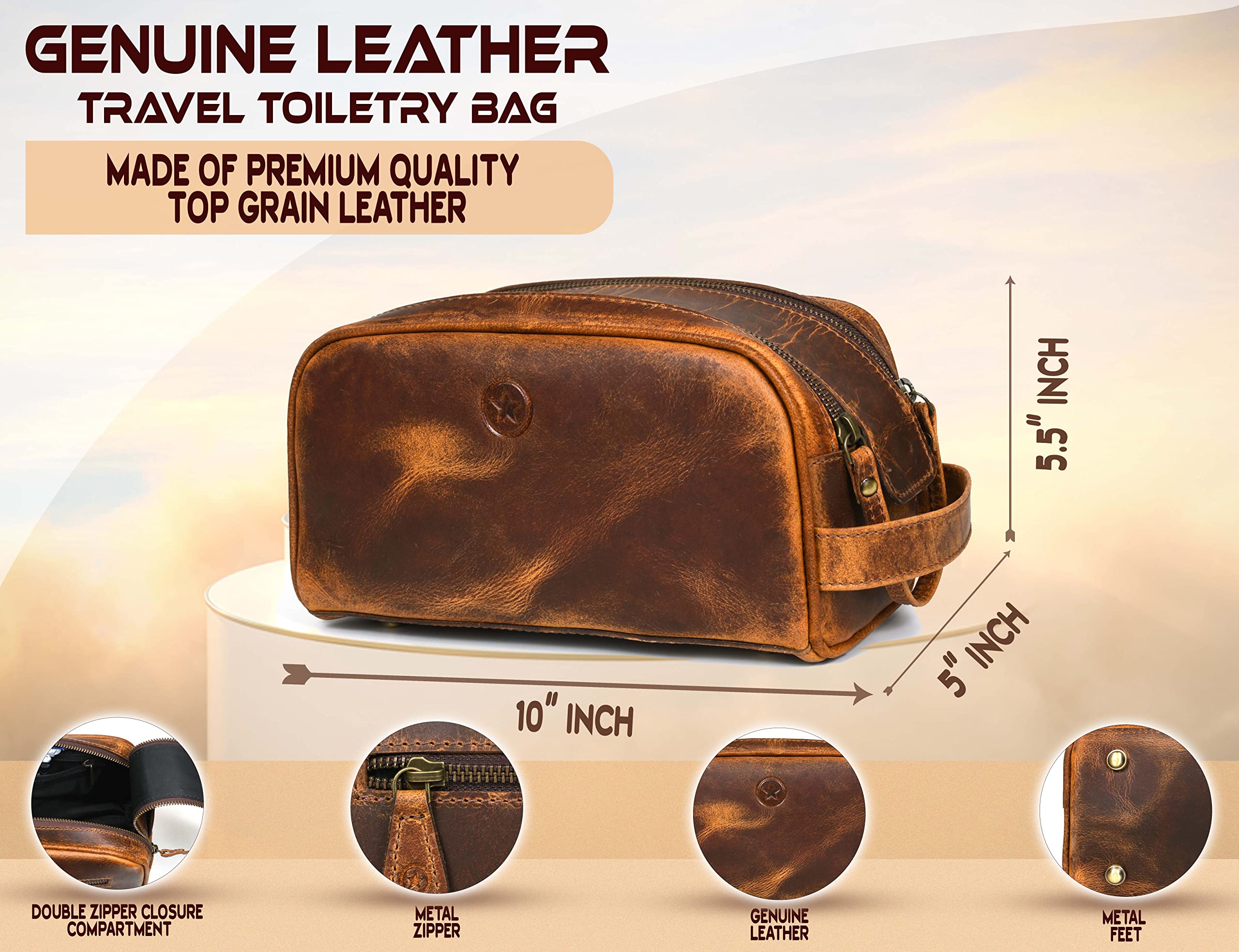 Aaron Leather Goods YKK zipper detail demonstrating durable hardware for reliable use