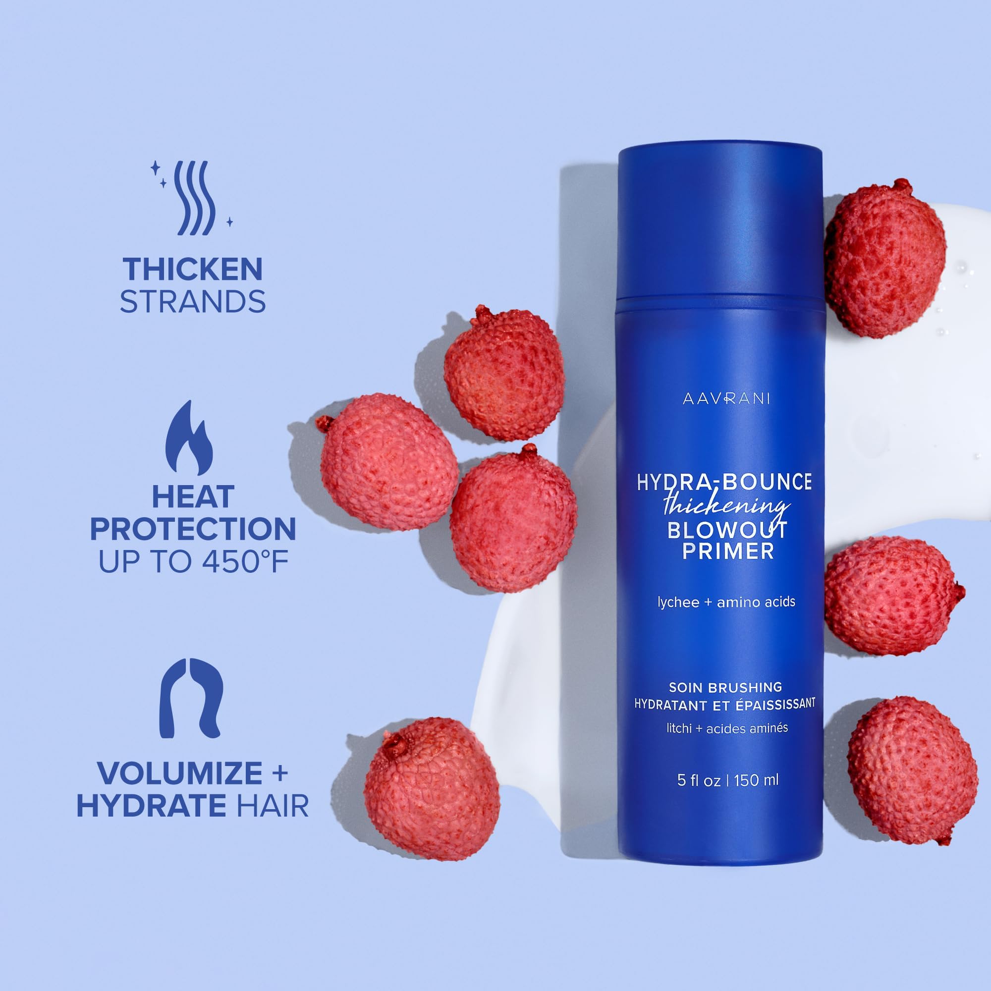 AAVRANI used with hot brush to show frizz control and shine