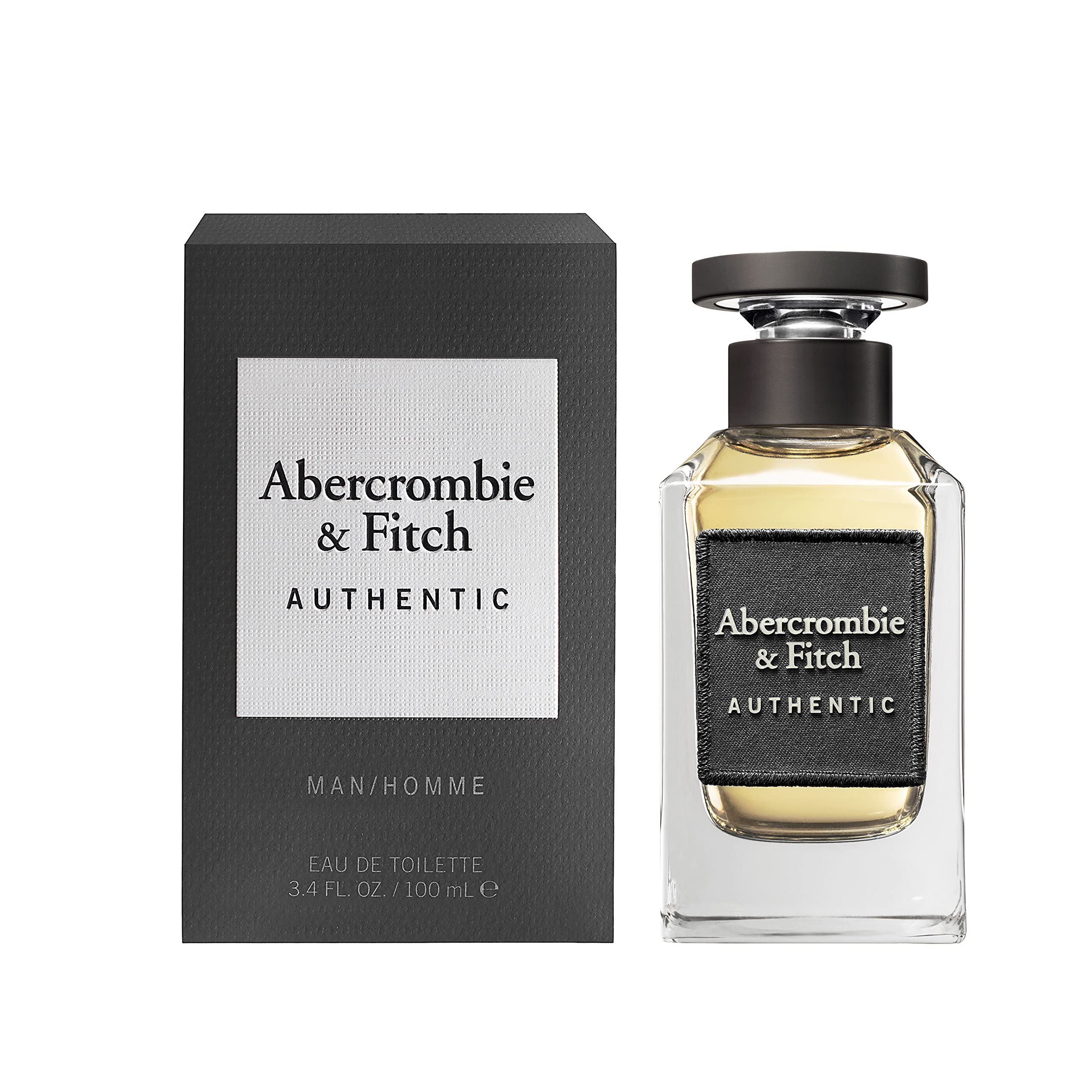 Abercrombie & Fitch bottle close-up focusing on cap and glass for premium detail and texture