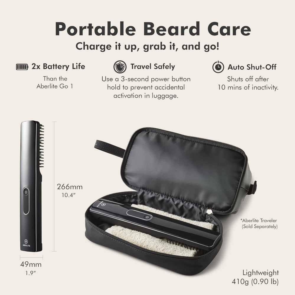 Aberlite Go 2 held in hand to show compact size and portable grooming convenience