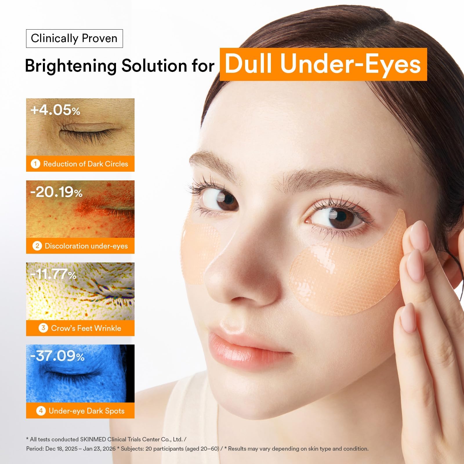 Abib patch applied under-eye demonstrating immediate fresh look
