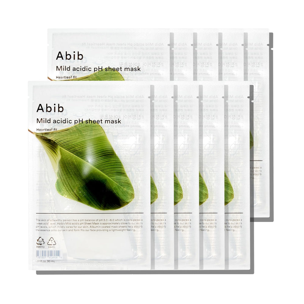 Abib front packaging showing set of ten masks and calming design