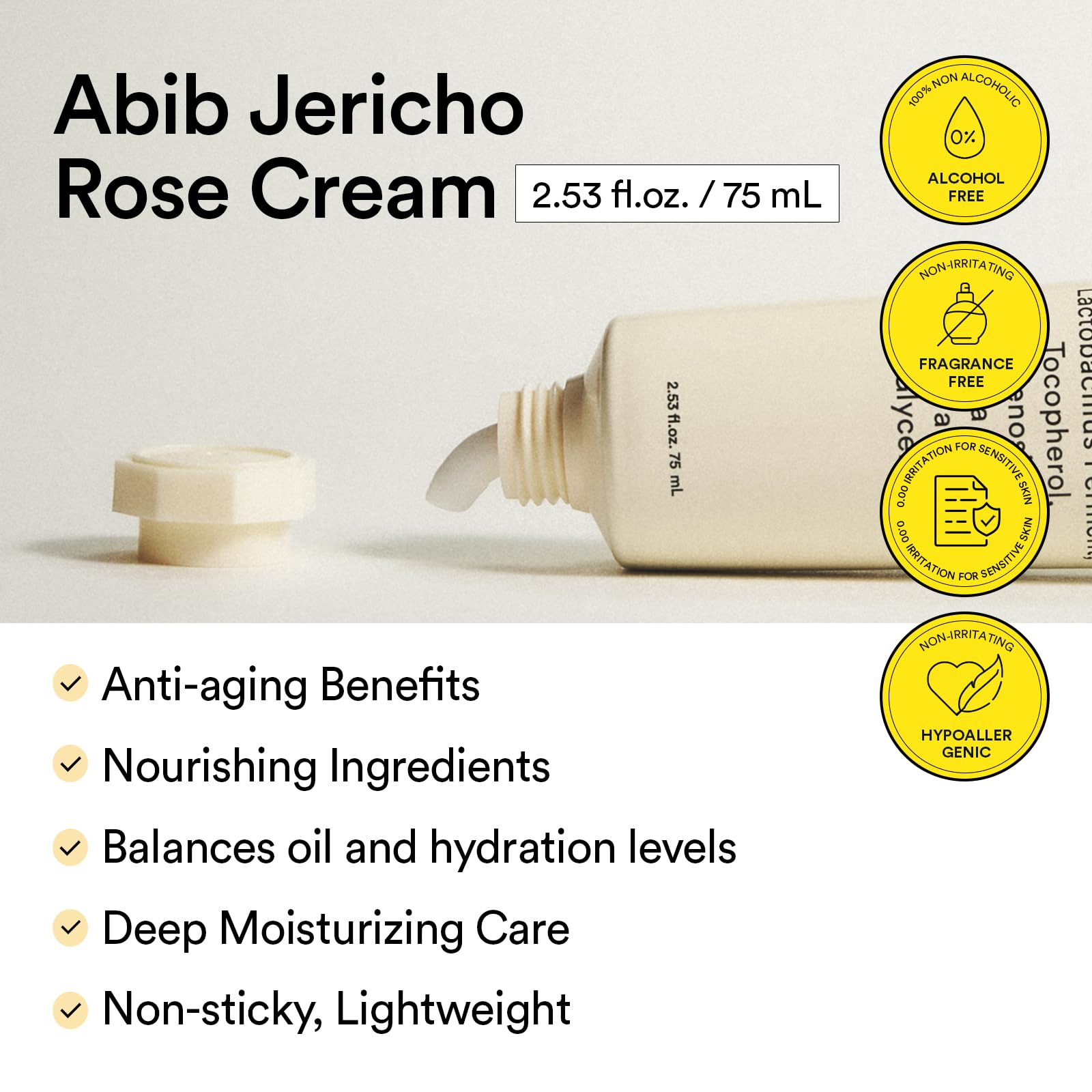 Abib Jericho Rose Cream label close-up showing ingredient clarity
