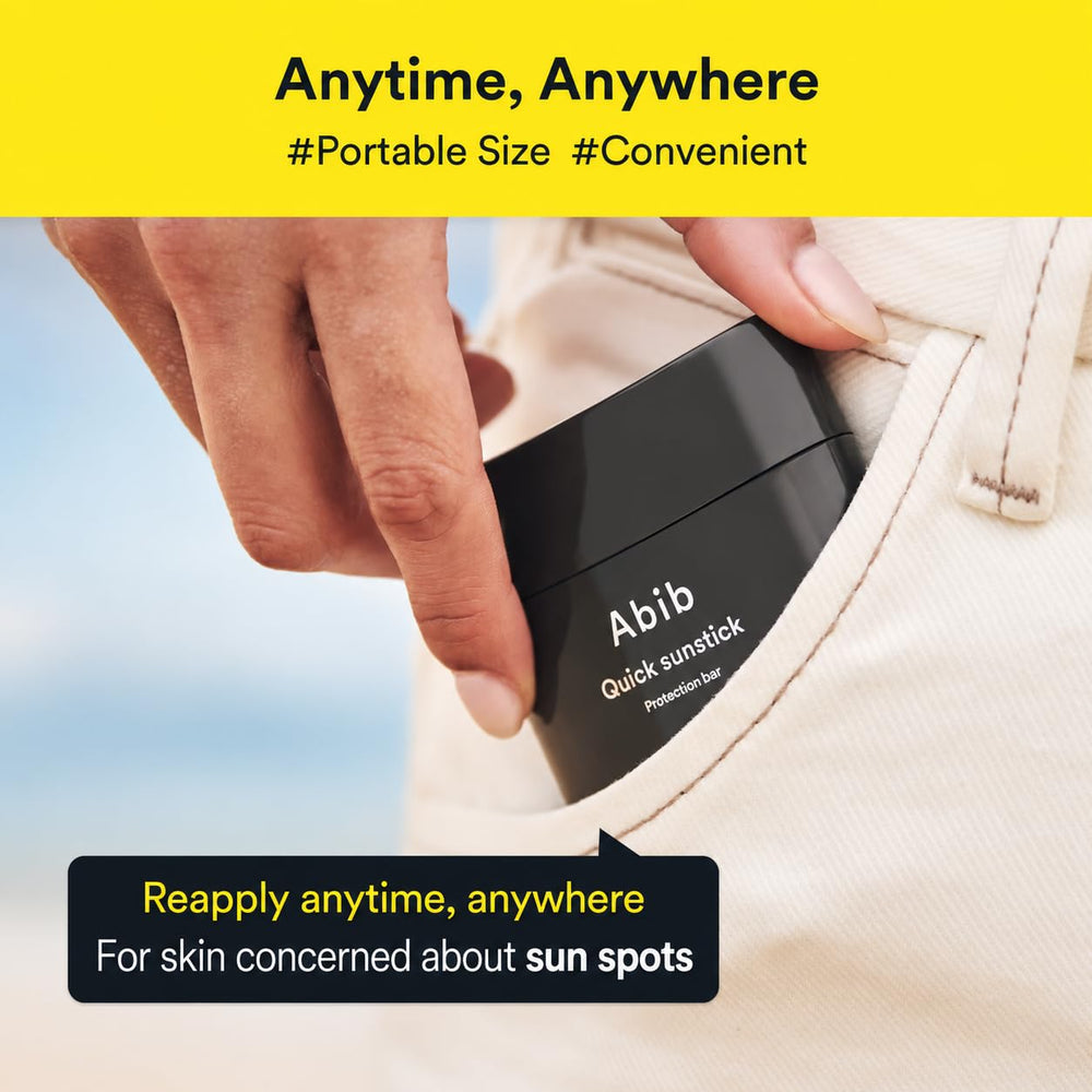Abib quick sunstick on makeup layered for reapplication without smudging