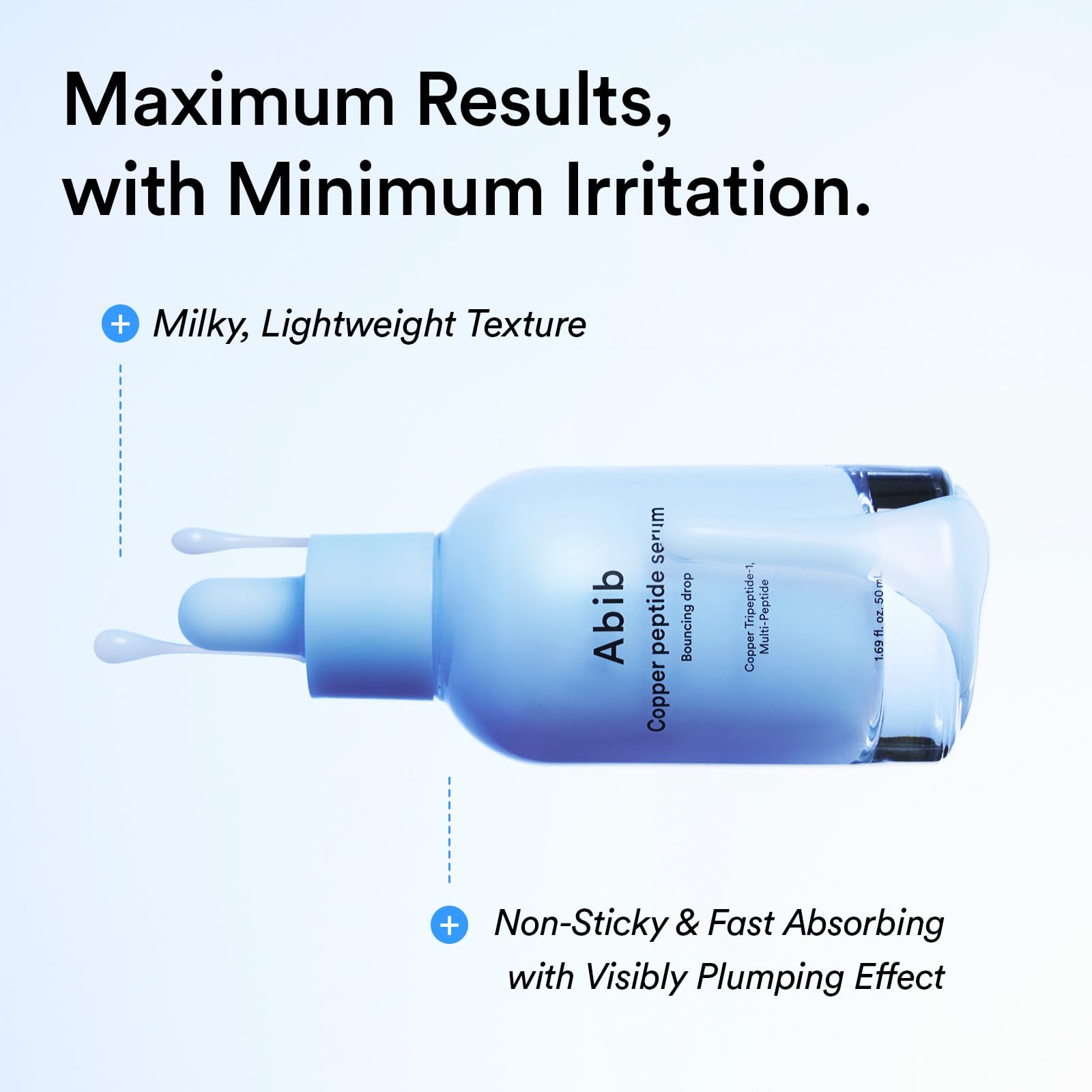 Abib bottle beside ruler showing 1.69 fl oz scale for size and travel practicality