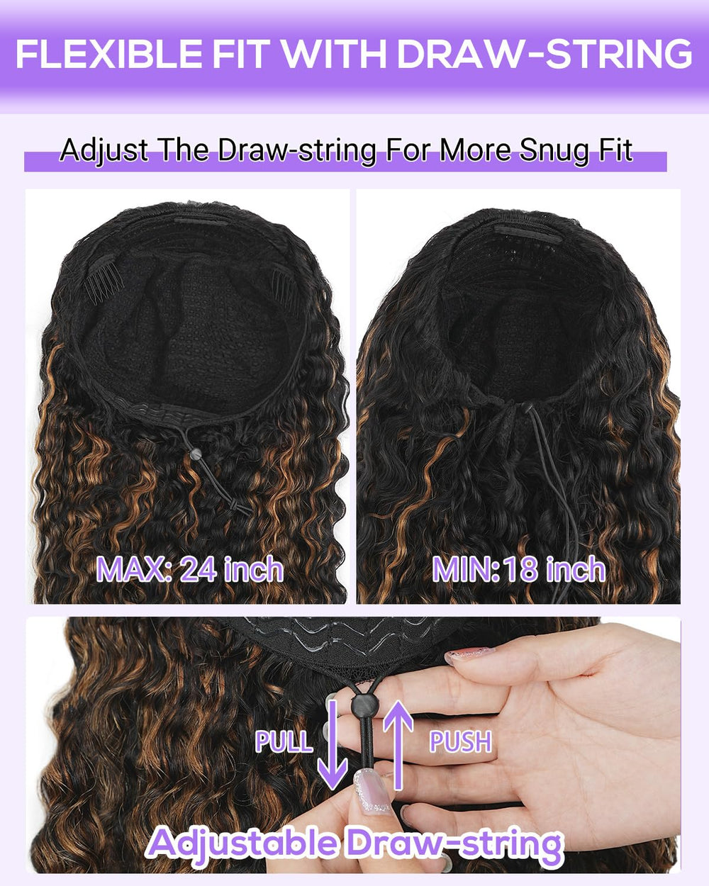 Abijale in-use headband flip style shows quick 3-in-1 flip over option for fast styling