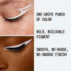 aboutface close-up texture swirl of matte fluid formula illustrating creamy blendability