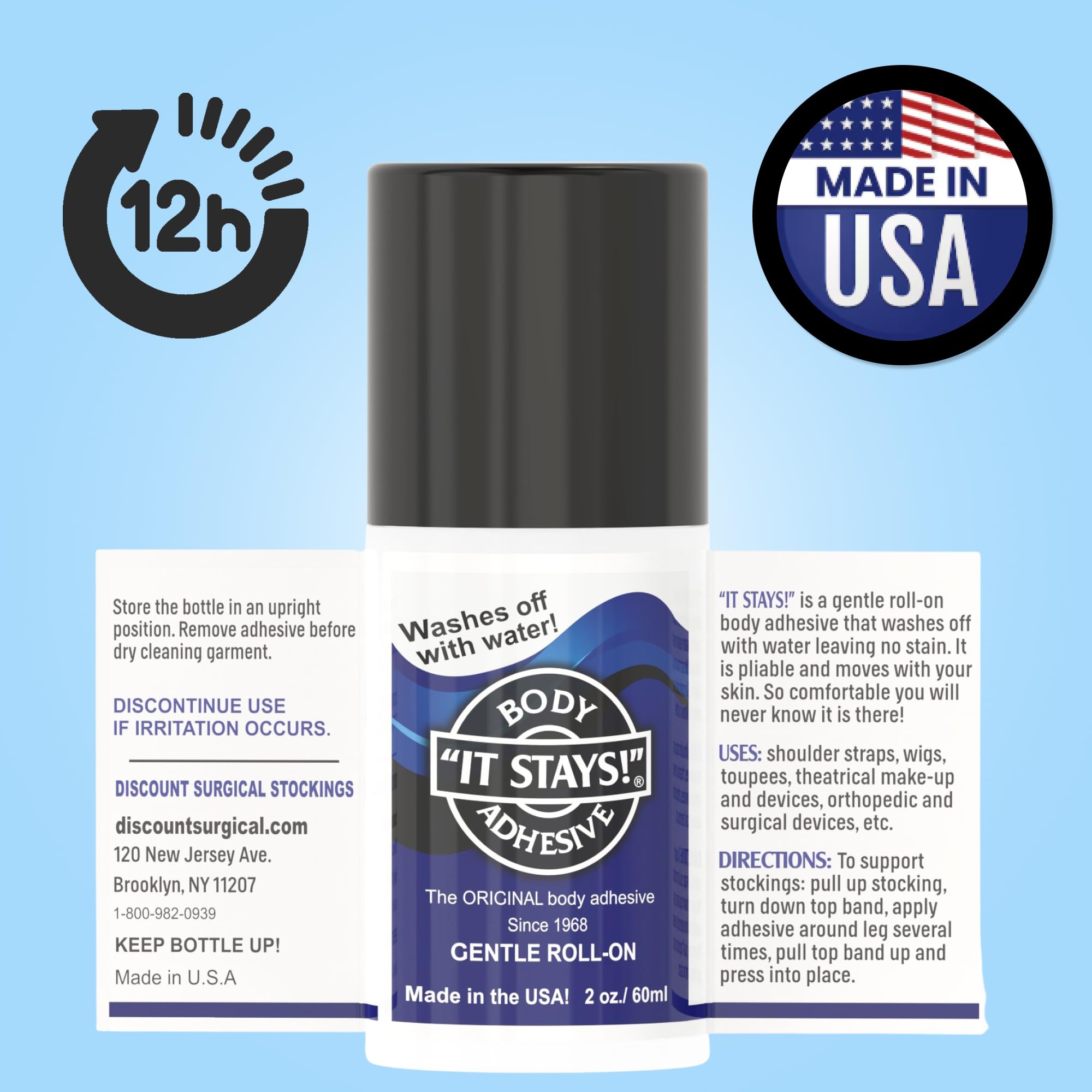 ABSOLUTE SUPPORT clear adhesive texture on skin illustrating smooth drying and discreet finish