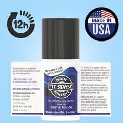 ABSOLUTE SUPPORT clear adhesive texture on skin illustrating smooth drying and discreet finish