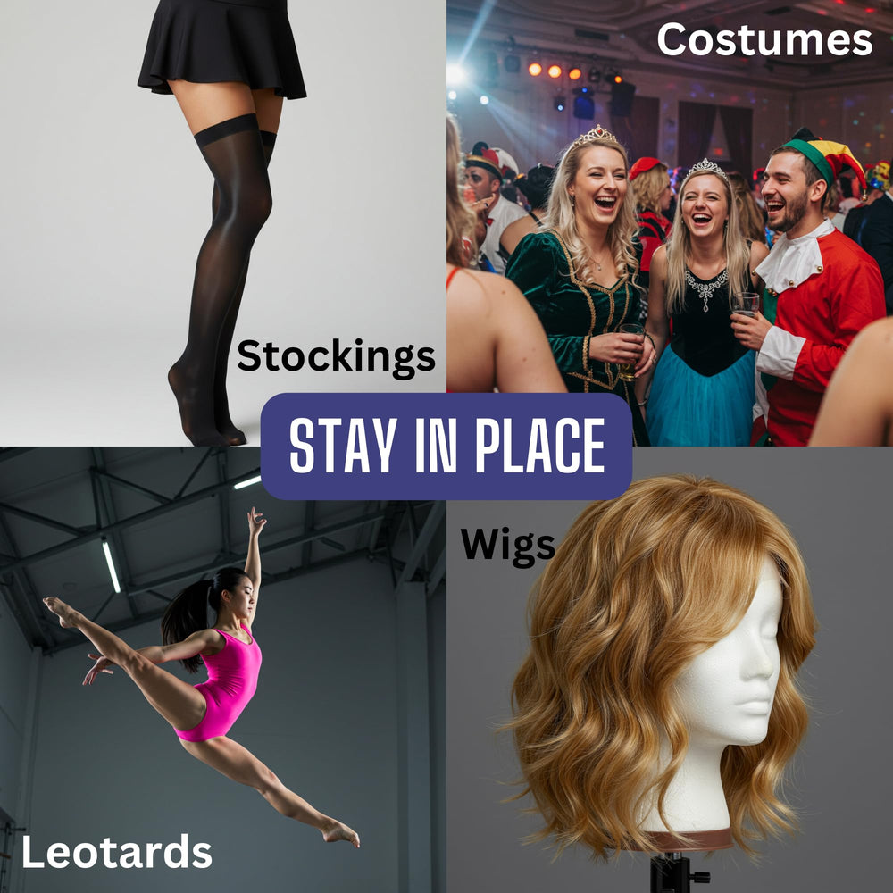 ABSOLUTE SUPPORT used to keep thigh-high stockings in place during dance for uninterrupted movement