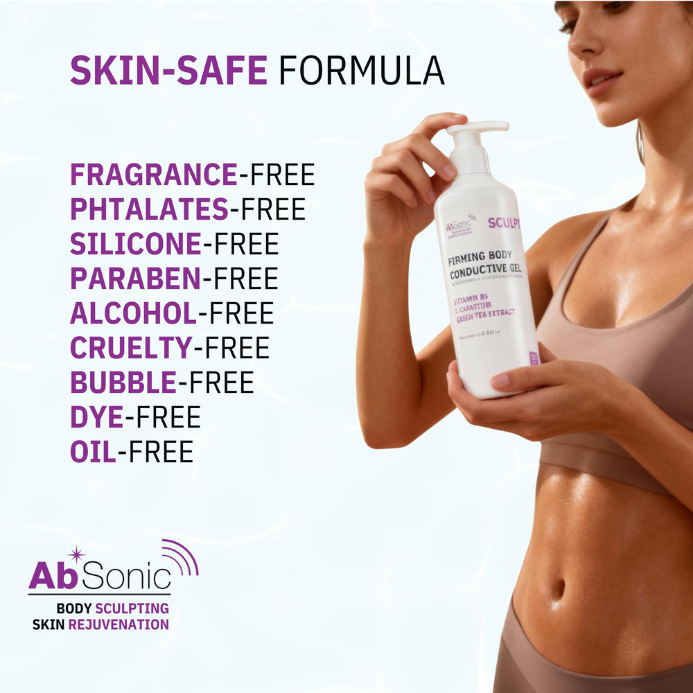 Absonic ingredient callout with L-Carnitine and vitamins highlighting skin support