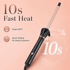 ABUNRO curling wand with heat glove and clips for safer, precise sectioning