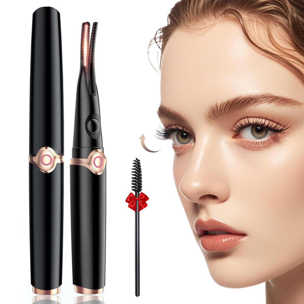 Acavado front view showing sleek curler and compact packaging for convenience
