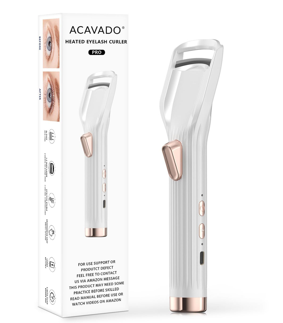 Acavado front view showing white-gold body and ergonomic shape for quick styling