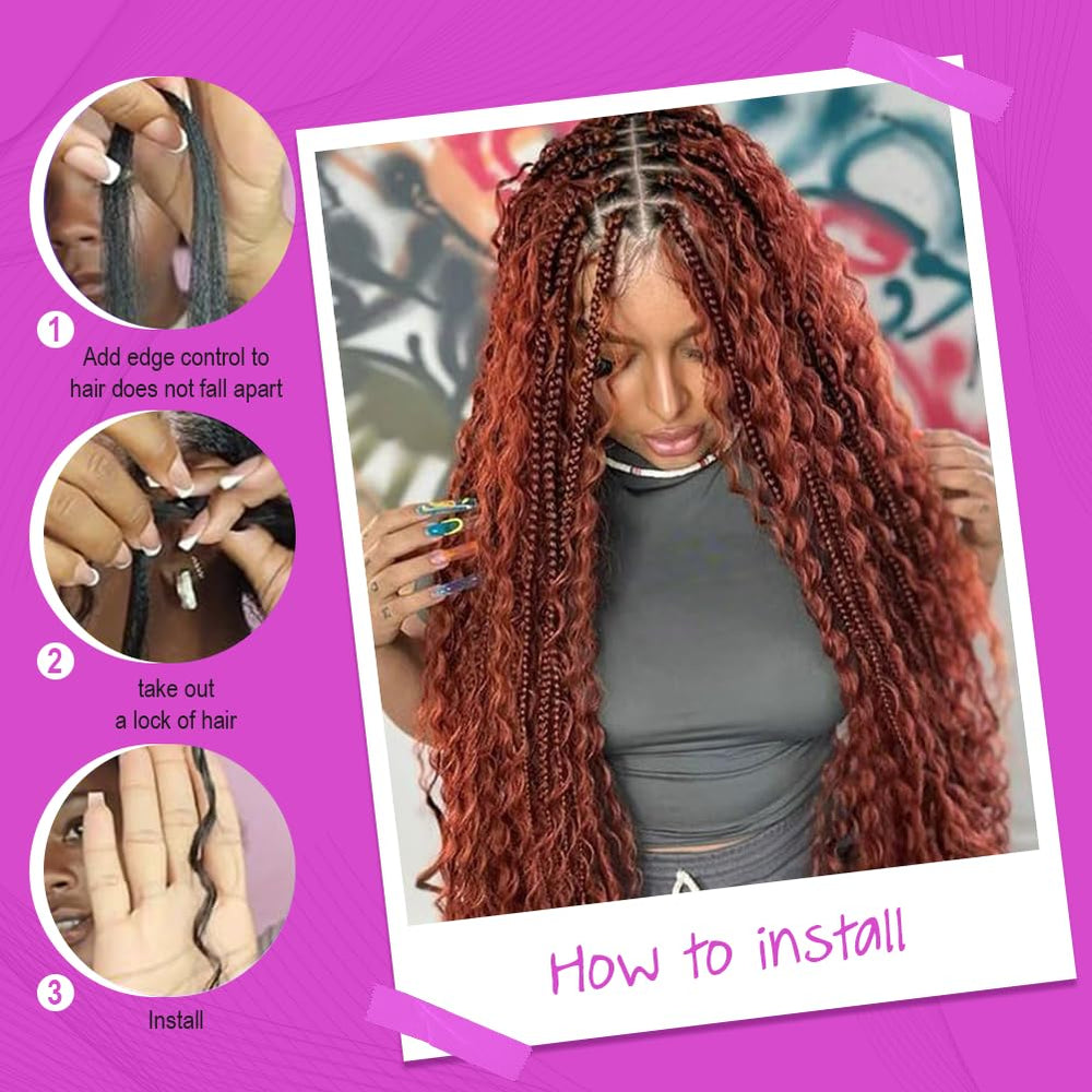 Acbhoa model wearing knotless boho braids showcasing blendability