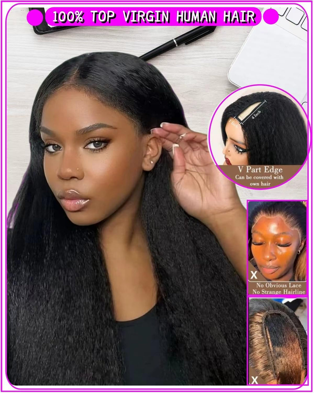 Acbhoa model wearing wig with natural middle part blending seamlessly
