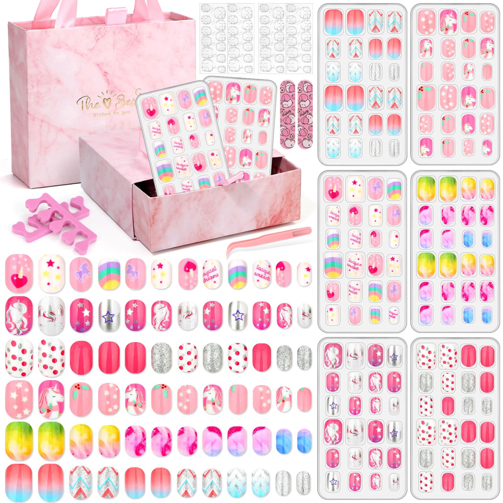 Acejoz front package showing 144 press-on nails and gift box for easy gifting