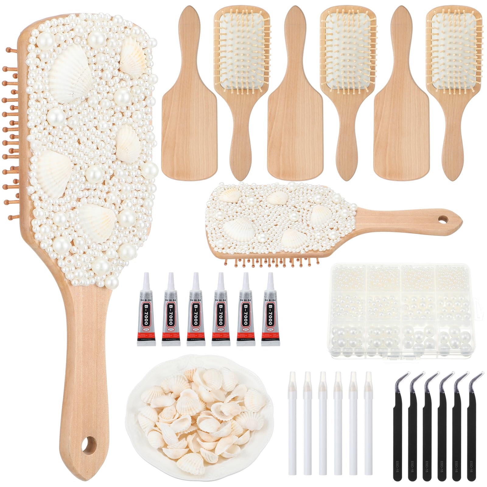 Acellegic front packaging of kit showing six wooden brush bases and accessories for crafting
