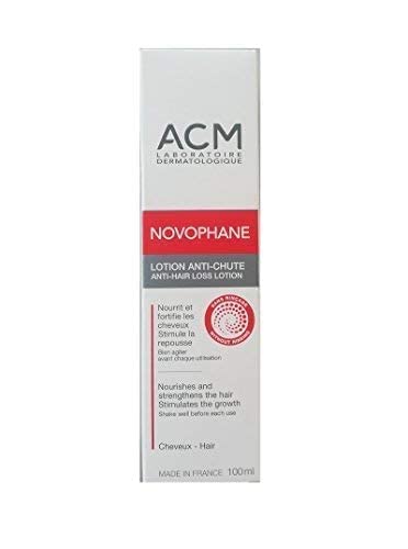 ACM Novophane being applied to scalp with fingertips showing targeted coverage and massage benefit