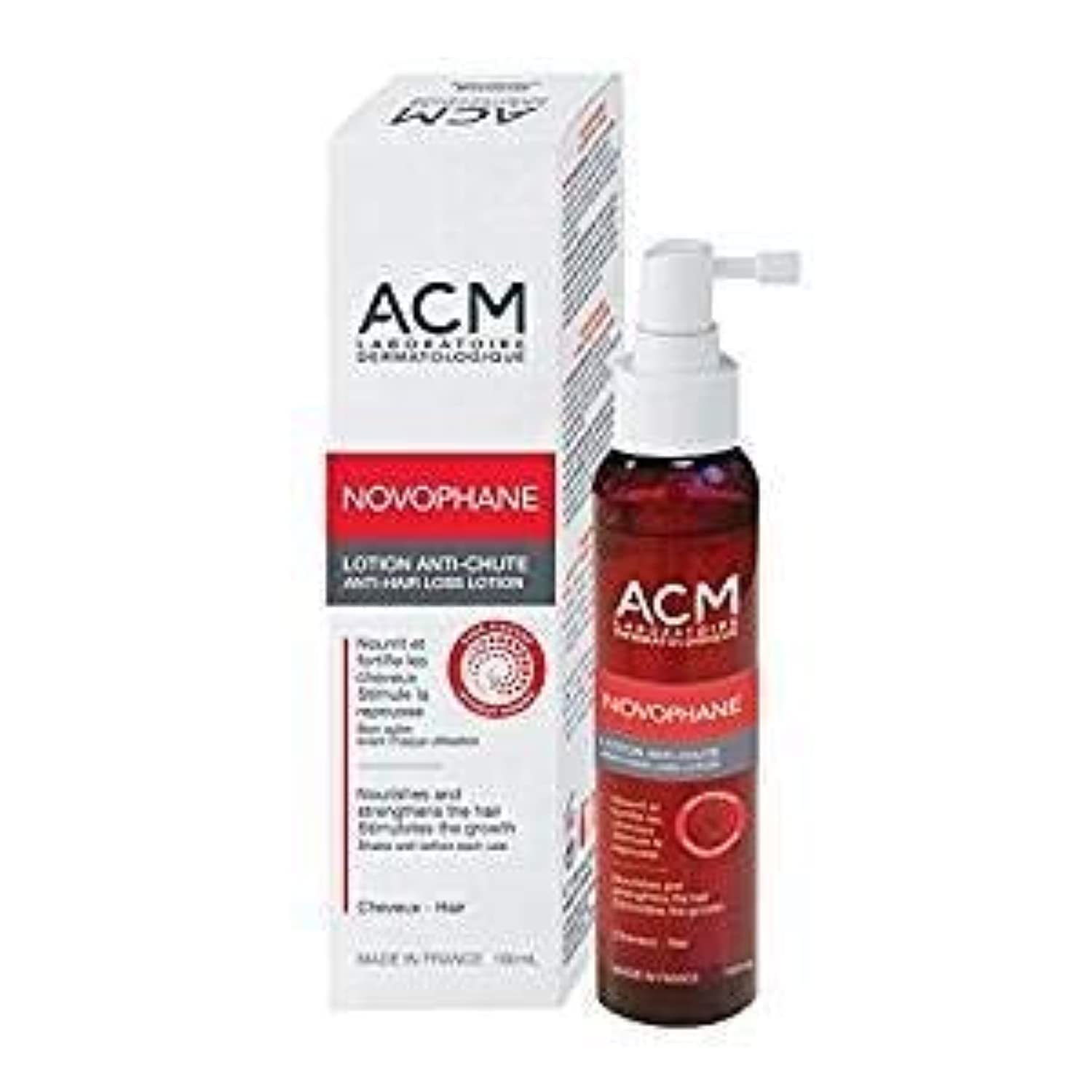 ACM Novophane front bottle showing brand and 100 ml size for clear identification and storage benefit