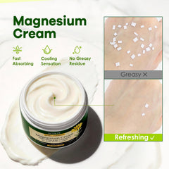 Acolye jar contents on spoon illustrating rich formula with magnesium and moisturizing agents