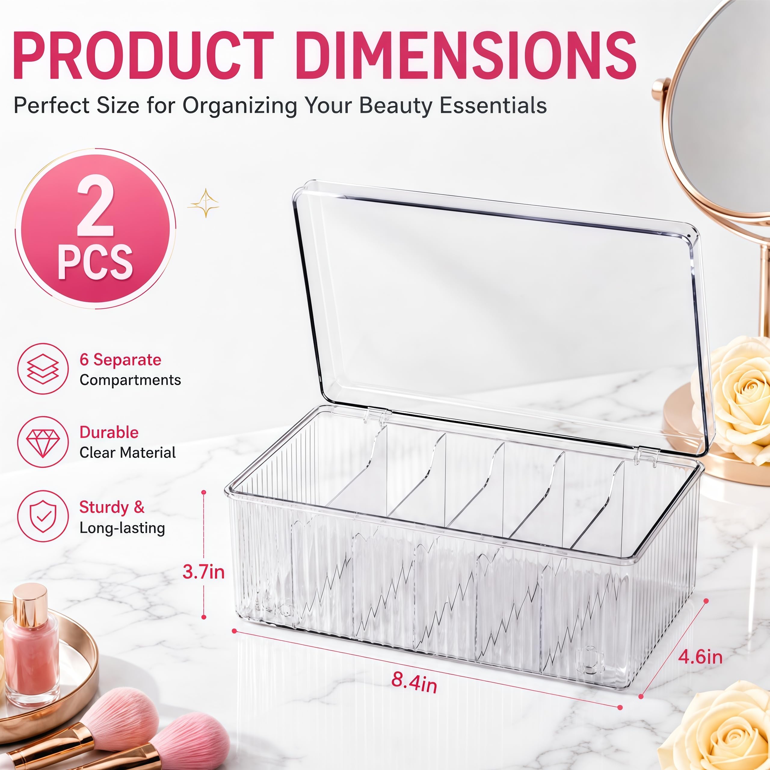 Acshio top view with flip lid open showing organized compartments benefit