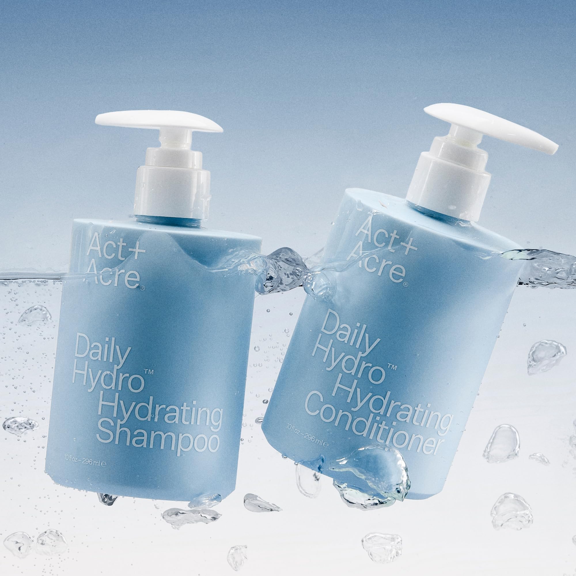 ACT+ ACRE bottle staged in a bathroom to suggest daily styling routine