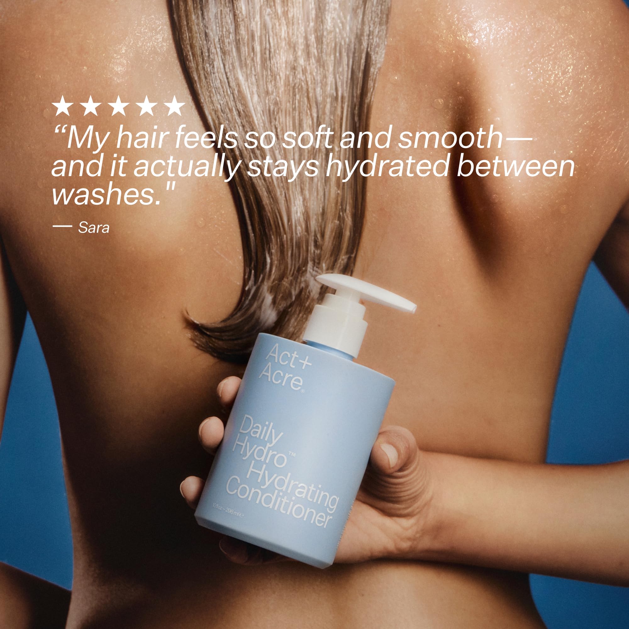 ACT+ ACRE before-and-after hair results showing reduced frizz and softness