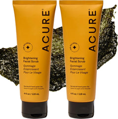 Acure brightening facial scrub front packaging showing clean brand design and benefit