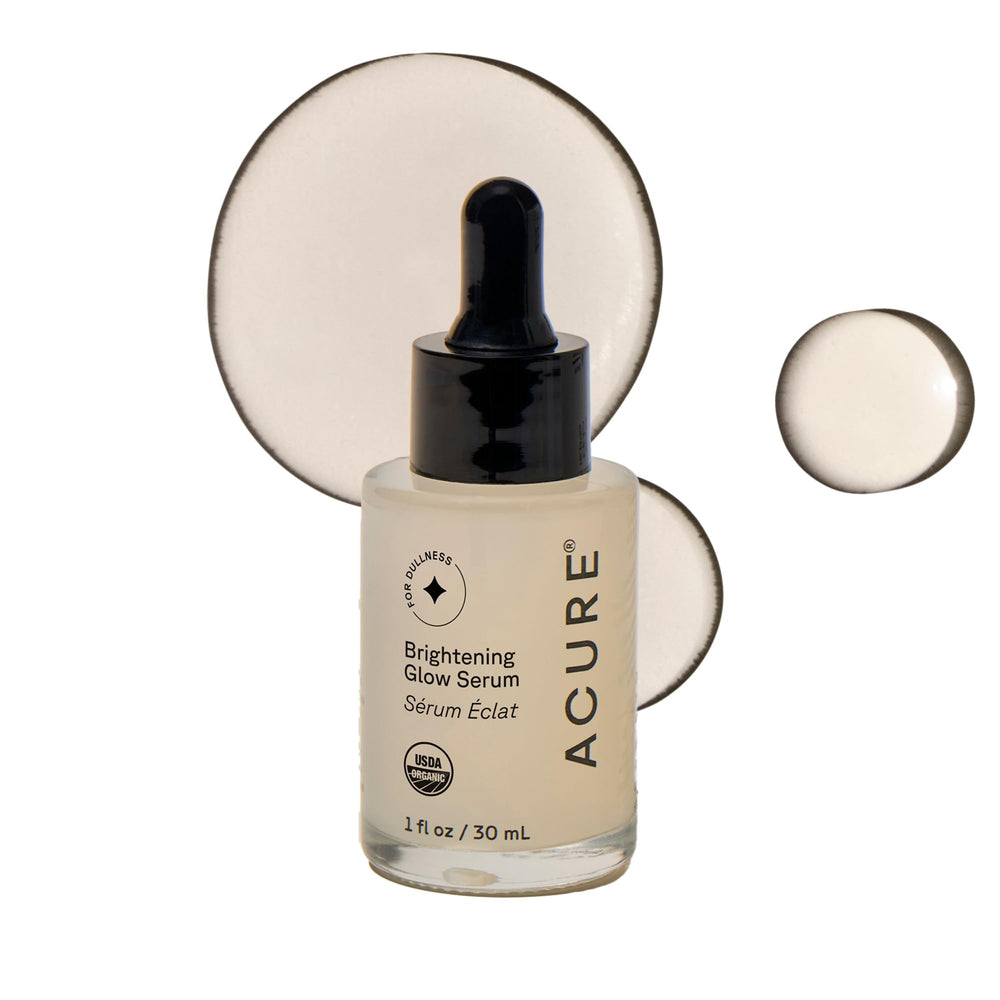 Acure front packaging showing bottle and brand, highlights clean beauty benefit