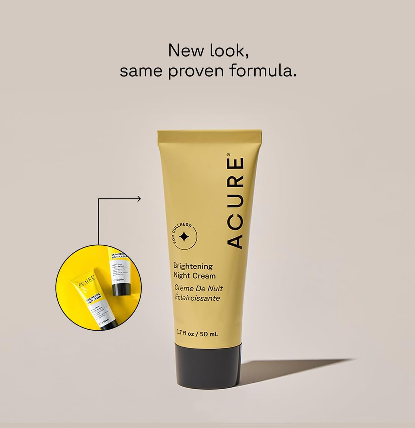 Acure brightening night cream open jar showing smooth texture for deep overnight hydration