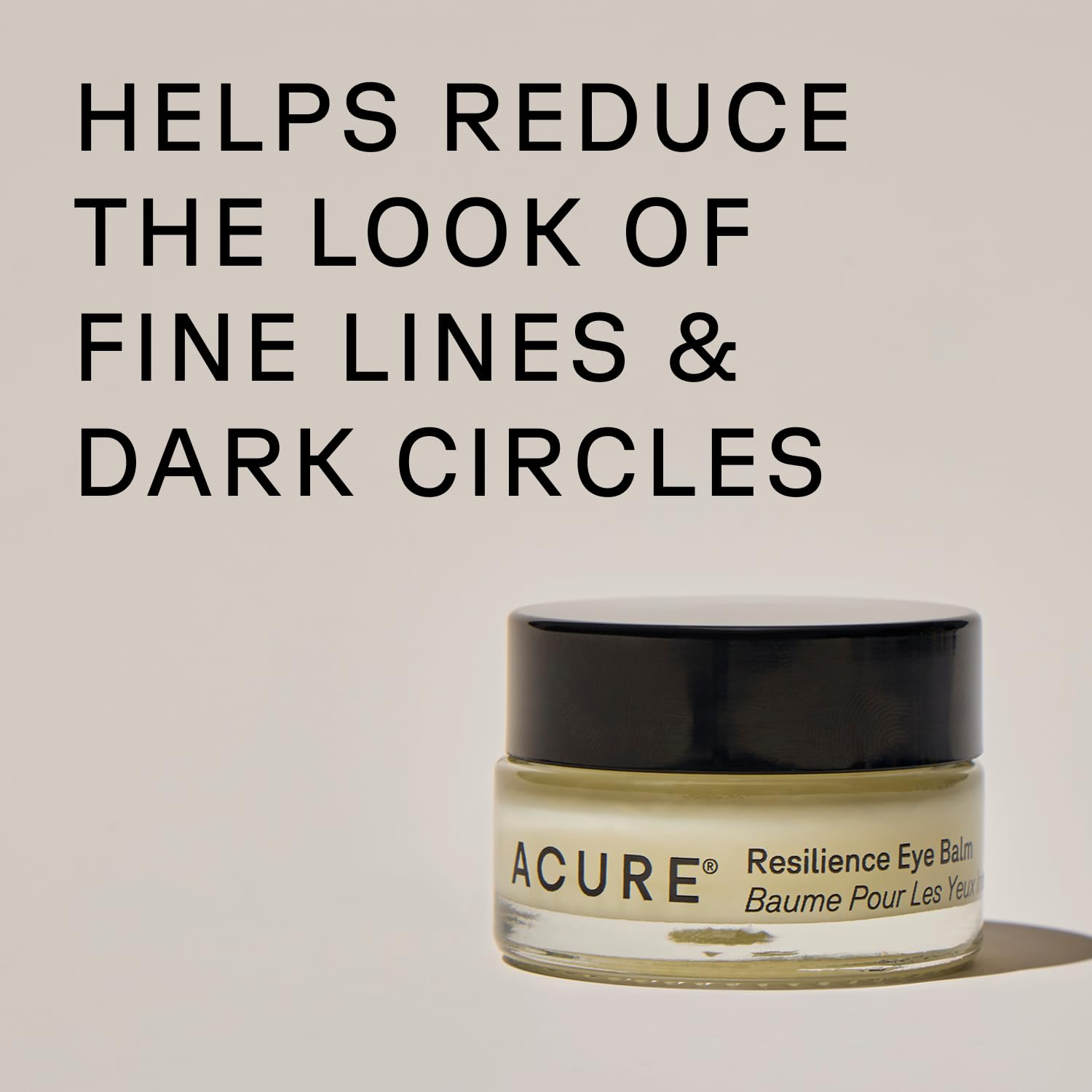 Acure eye balm open jar displaying the balm for targeted under-eye moisture