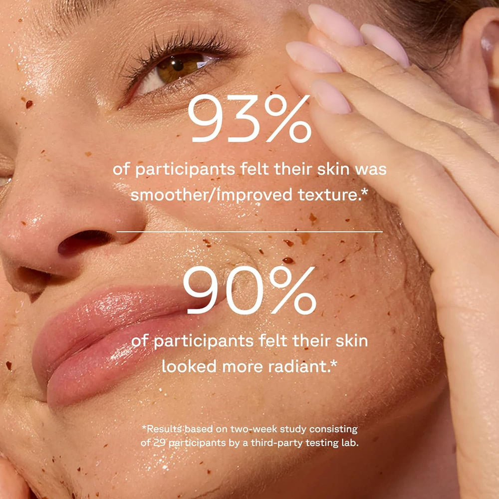 Acure open jar texture of mask highlighting exfoliating consistency