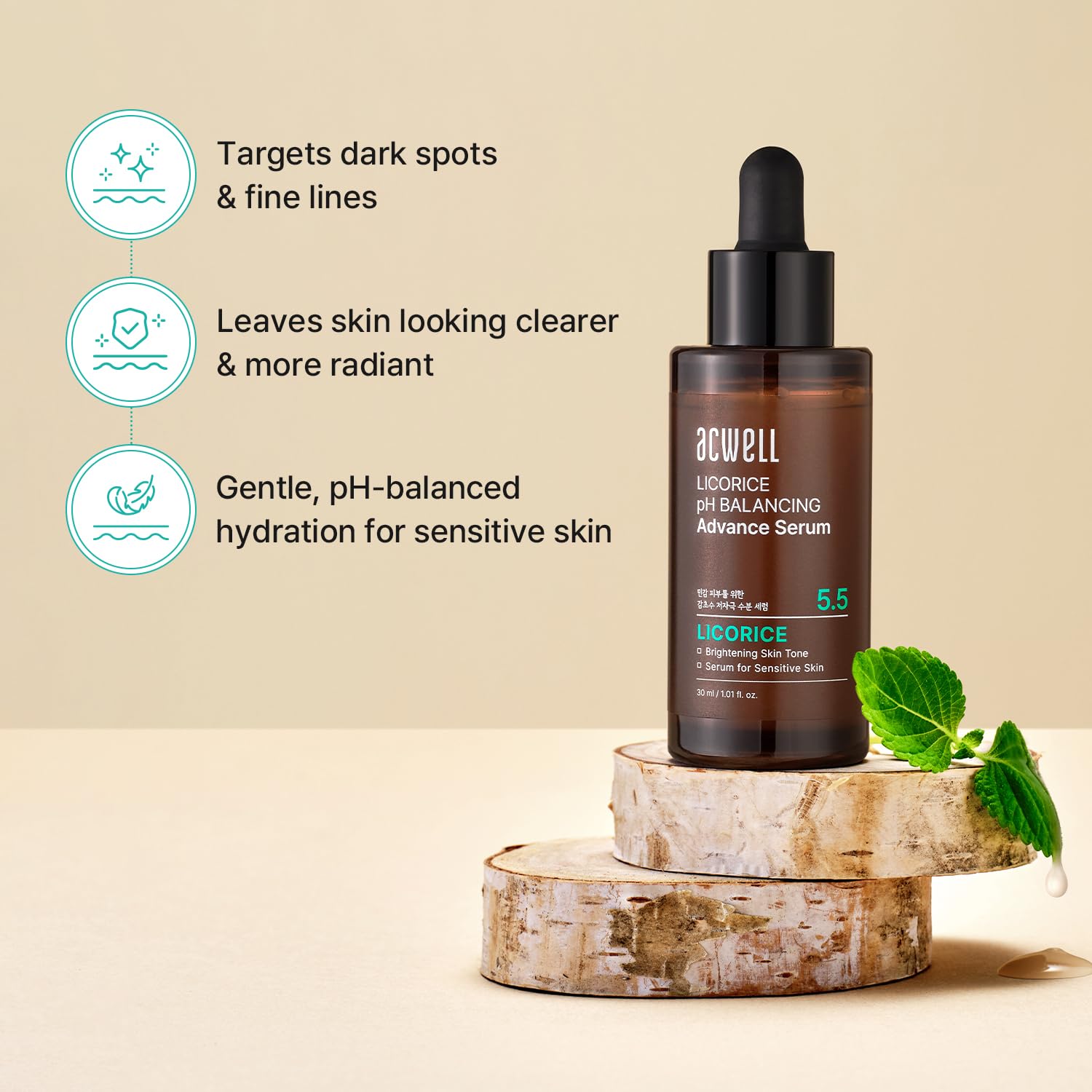 ACWELL serum texture drop close-up showing lightweight absorption