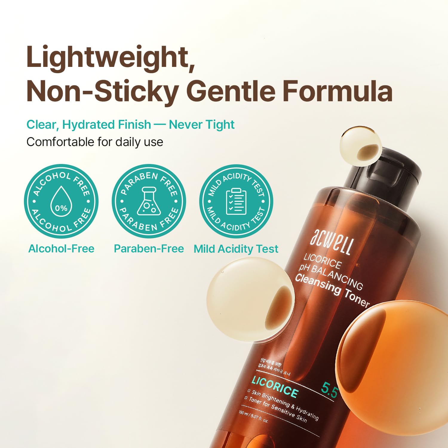 ACWELL toner on a bathroom shelf in lifestyle scene showing daily routine convenience