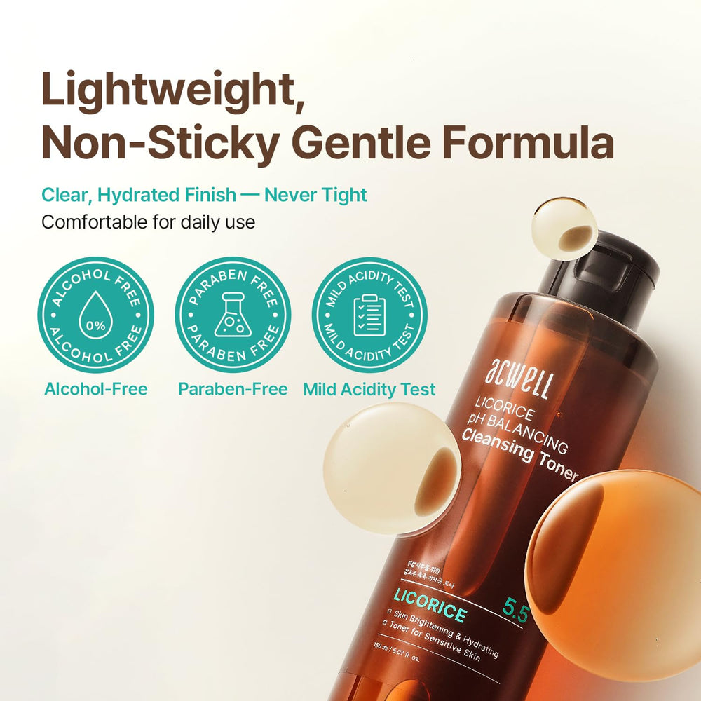 ACWELL toner on a bathroom shelf in lifestyle scene showing daily routine convenience