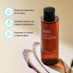 ACWELL pouring toner into hand demonstrating easy absorption and gentle cleanse