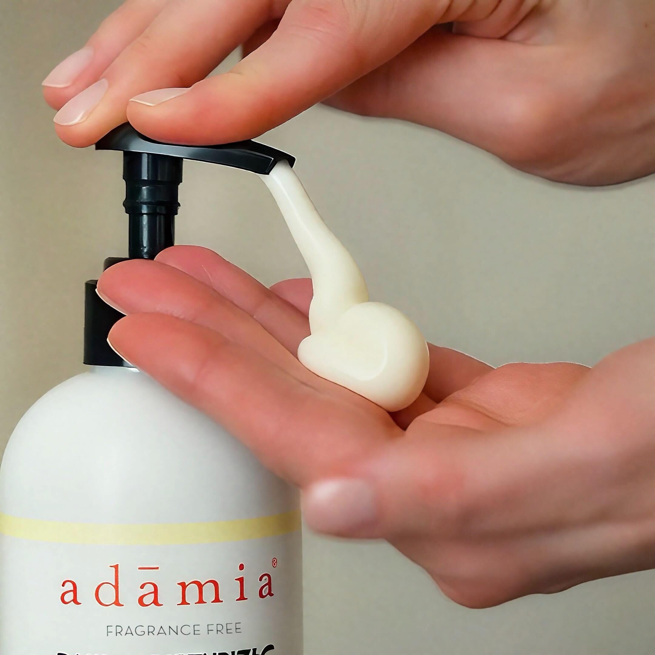 Adamia label detail highlighting ingredients and dermatologist-tested benefit