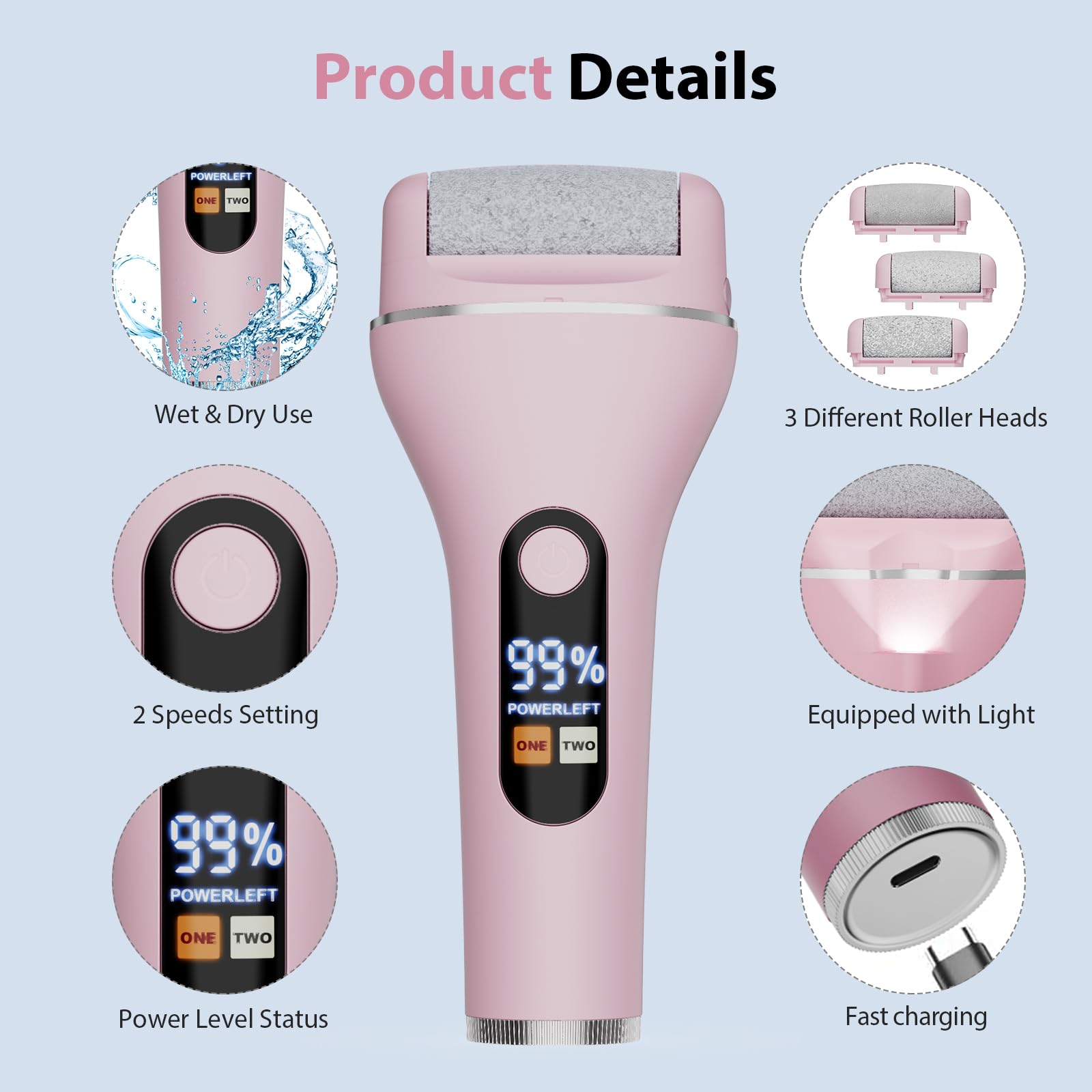 AdamPark set with USB cable, nine replacement rollers and cleaning brush for convenient long-term care