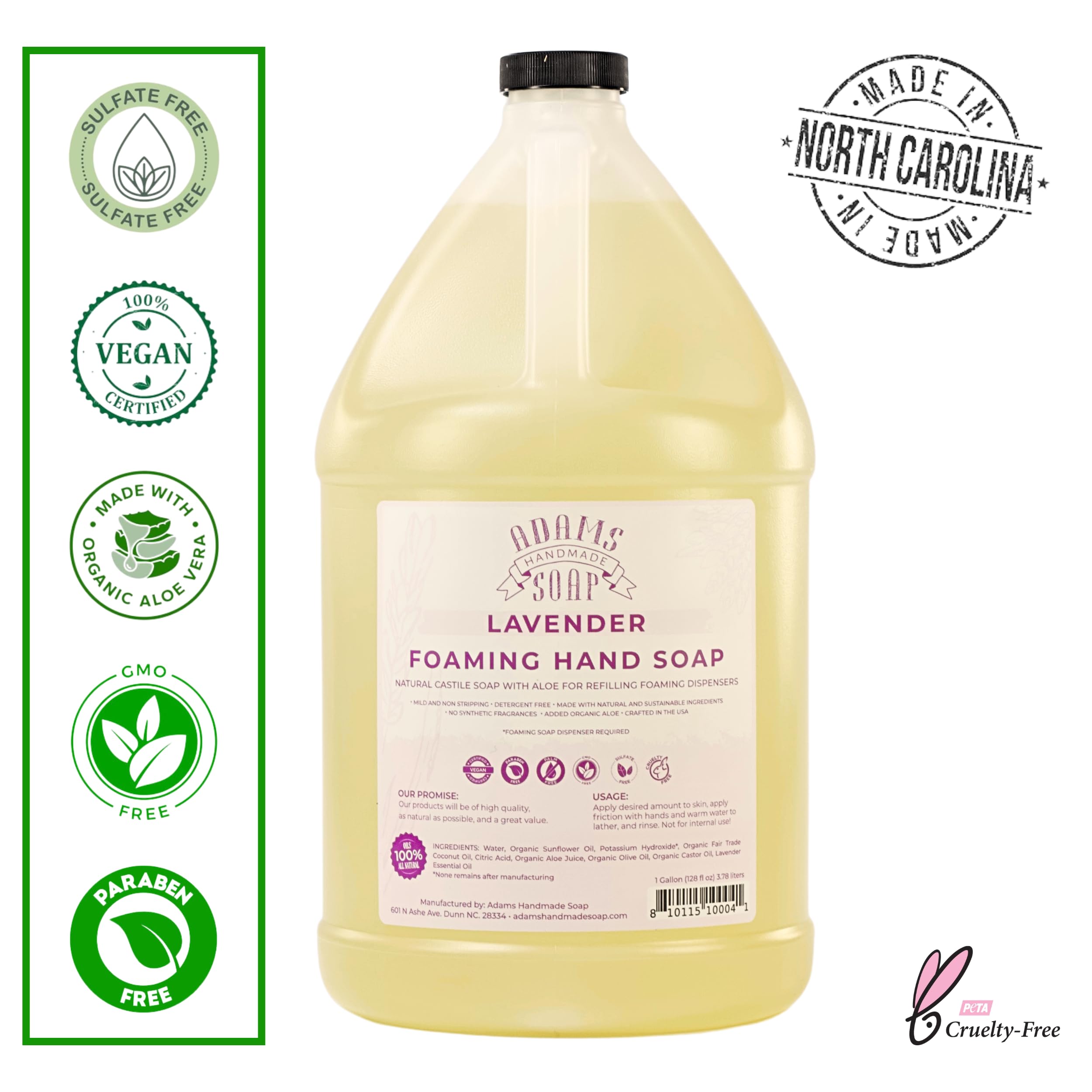 Adams Handmade Soap close-up of lavender foaming texture demonstrating gentle lather