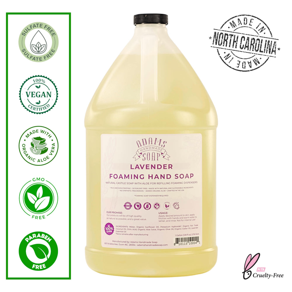 Adams Handmade Soap close-up of lavender foaming texture demonstrating gentle lather