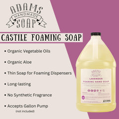 Adams Handmade Soap being poured into a foaming dispenser in kitchen showing easy refill
