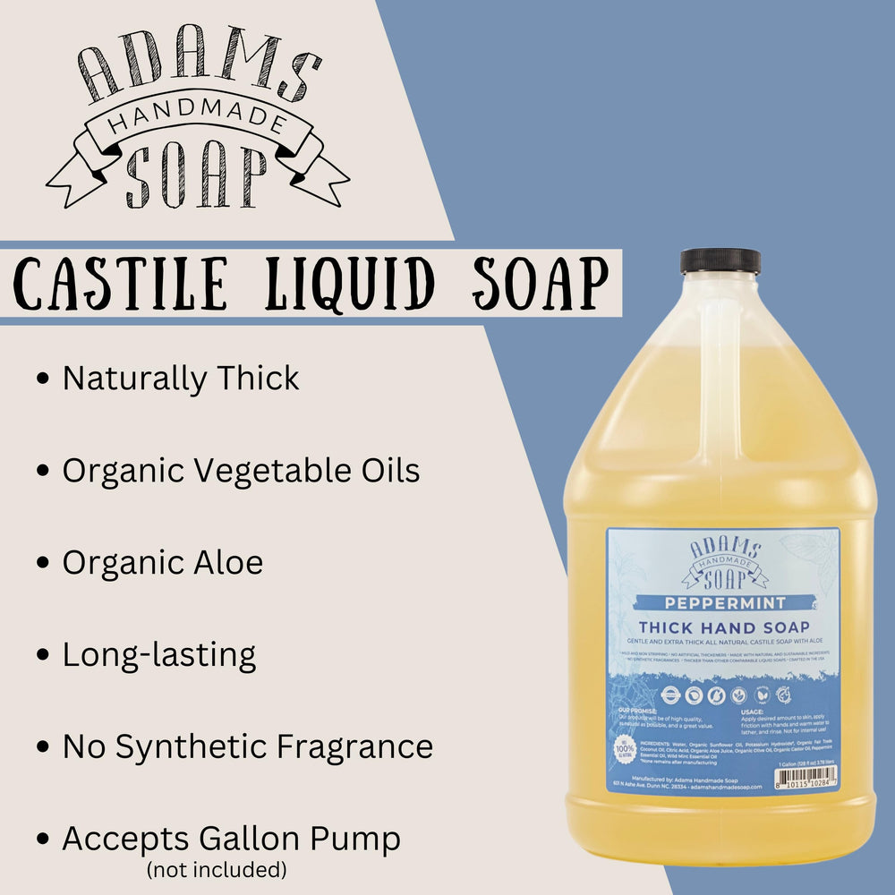 Adams Handmade Soap being poured into a foaming pump demonstrating easy refill and savings