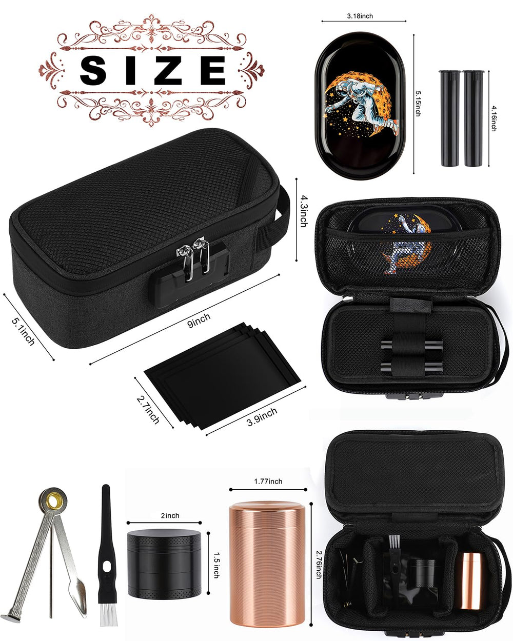 ADCTMOB open interior with included seven-piece kit for organized travel benefit
