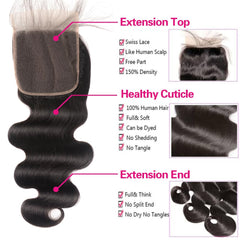 Adigrace 4x4 HD lace closure detail showing transparent lace and natural parting benefit