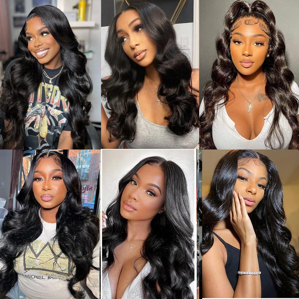 Adigrace model wearing styled body wave set showing realistic hairline benefit